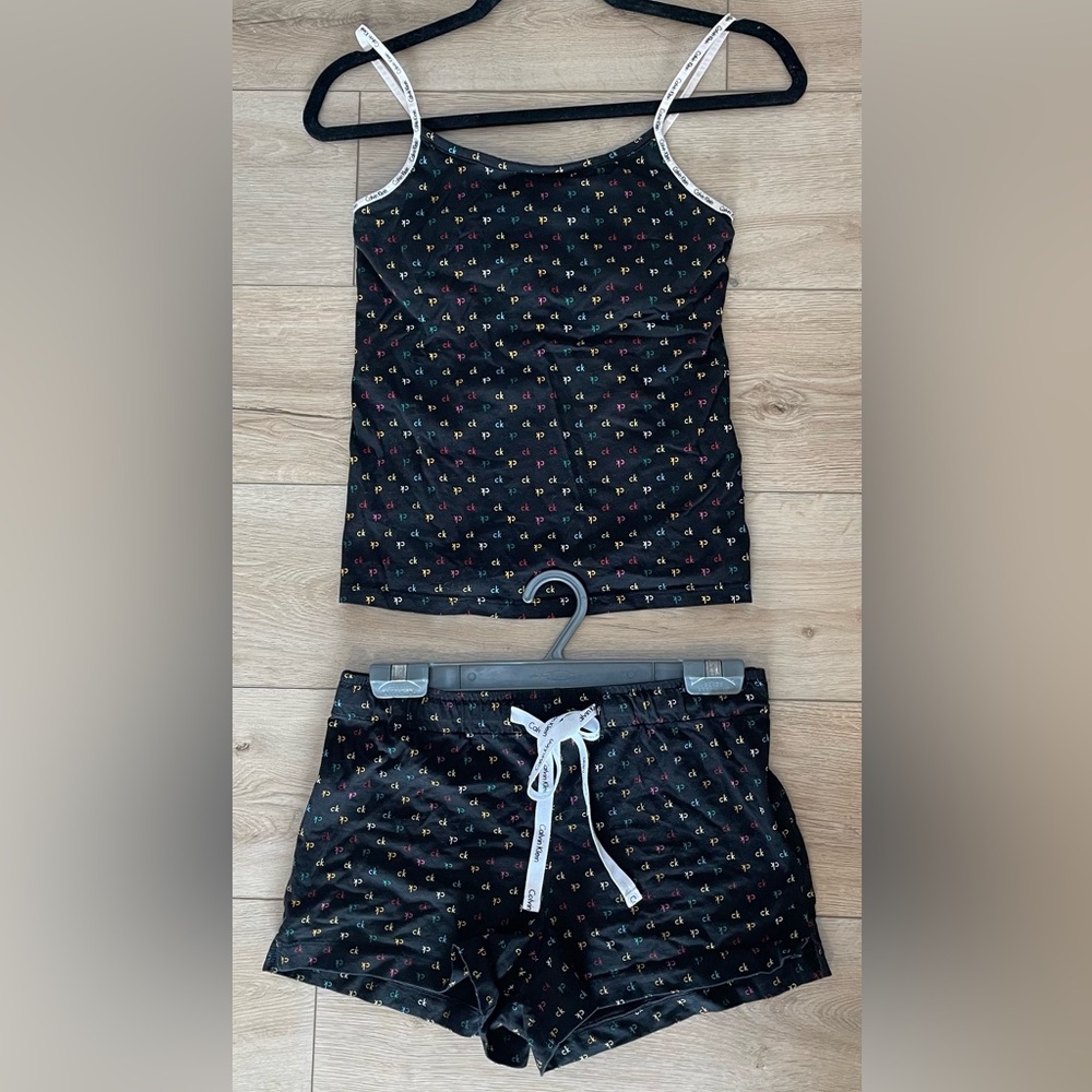 Calvin Klein Black and Multicolor Logo Pajama Set